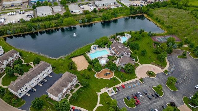 825 Colchester Dr, Oswego, IL 60543 - bird's eye view of a pool and a nearby body of water