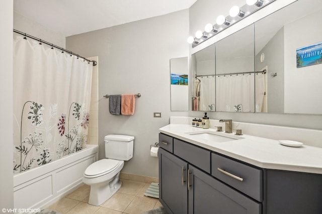 222 N Columbus Dr Unit 2408, Chicago, IL 60601 - bathroom with vanity, tile patterned flooring, toilet, shower / tub combo, and baseboards