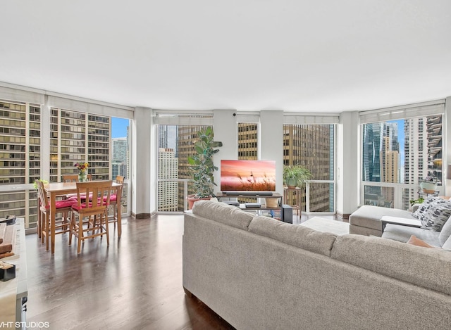 222 N Columbus Dr Unit 2408, Chicago, IL 60601 - living area featuring a wall of windows and wood finished floors