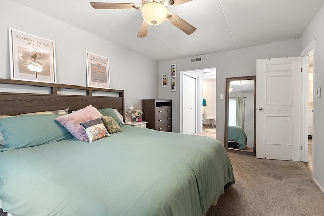 5235 James Ln Unit 1202, Crestwood, IL 60418 - carpeted bedroom with a ceiling fan and ensuite bathroom