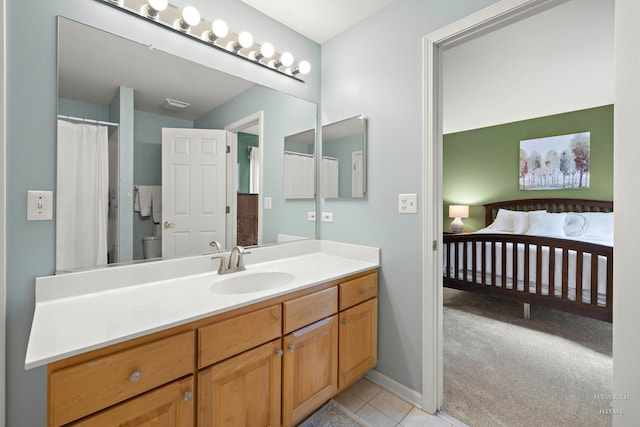 605 Birch Ln, Fox River Grove, IL 60021 - full bath featuring vanity, tile patterned flooring, and baseboards