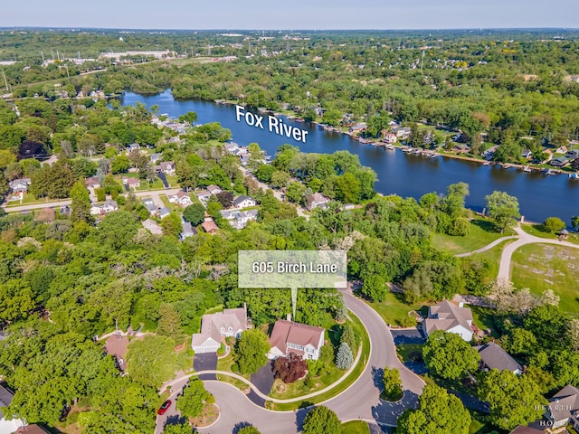 605 Birch Ln, Fox River Grove, IL 60021 - drone / aerial view of a large body of water