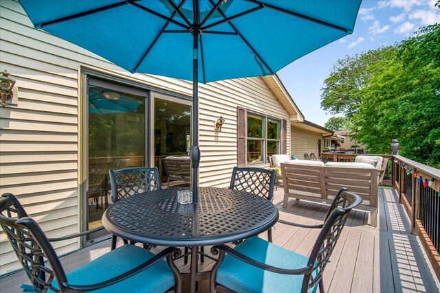 315 S Bone Dr, Normal, IL 61761 - wooden deck with outdoor dining space