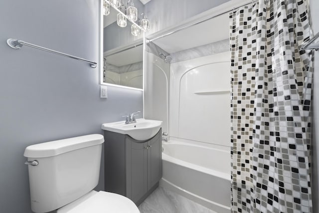 15603 Park Ln, South Holland, IL 60473 - bathroom featuring shower / bathtub combination with curtain, vanity, and toilet