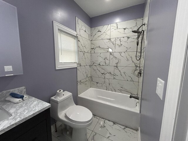 2709 S 59th Ct, Cicero, IL 60804 - full bath with vanity, marble finish flooring, toilet, and  shower combination