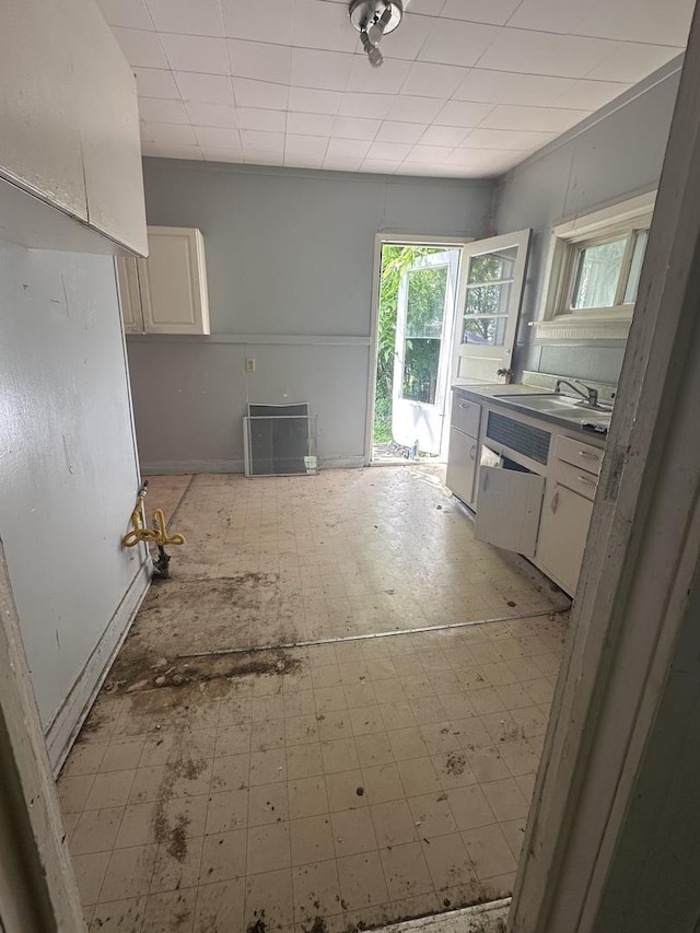 415 W Main St, Arcola, IL 61910 - kitchen featuring white cabinets and a sink