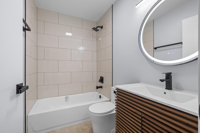 4574 Whitney Dr, Hanover Park, IL 60133 - full bathroom featuring toilet, vanity, tub / shower combination, and tile patterned flooring