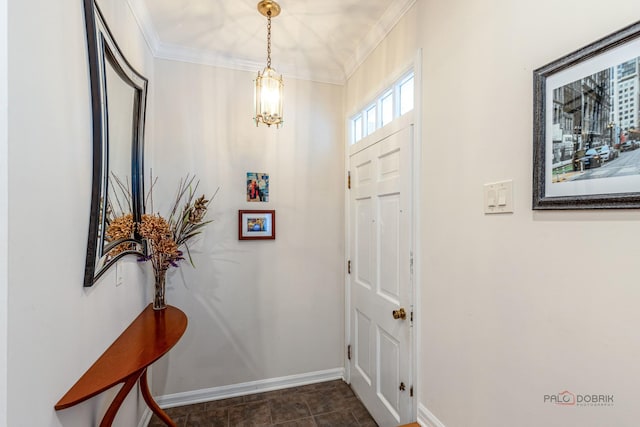 1922 Wilmette Ave Unit B, Wilmette, IL 60091 - foyer entrance with baseboards, crown molding, and a chandelier