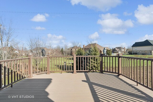 22957 Devonshire Ln, Frankfort, IL 60423 - wooden terrace featuring a residential view and a lawn