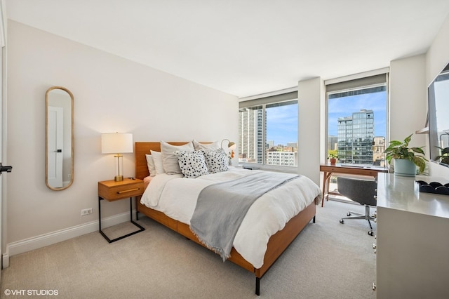 450 W Briar Pl Unit 12G, Chicago, IL 60657 - bedroom featuring light colored carpet, a view of city, and baseboards