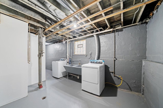 11522 S Parnell Ave, Chicago, IL 60628 - basement with washing machine and clothes dryer and a sink