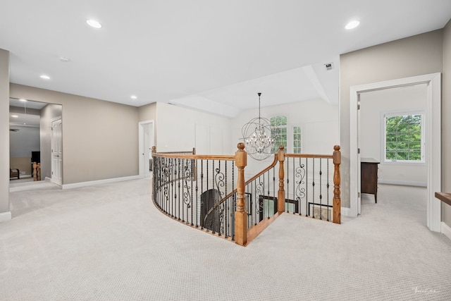 4103 Douglas Rd, Downers Grove, IL 60515 - corridor featuring an upstairs landing, carpet floors, a chandelier, and recessed lighting