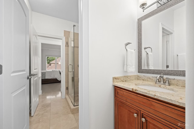 4103 Douglas Rd, Downers Grove, IL 60515 - full bathroom with vanity, a shower stall, and tile patterned flooring