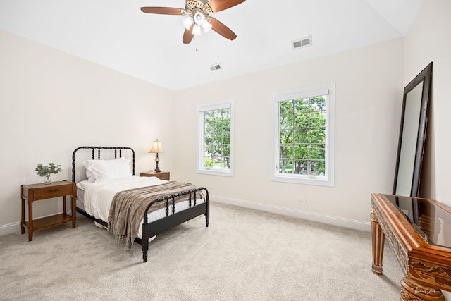 4103 Douglas Rd, Downers Grove, IL 60515 - bedroom featuring light colored carpet, lofted ceiling, and ceiling fan