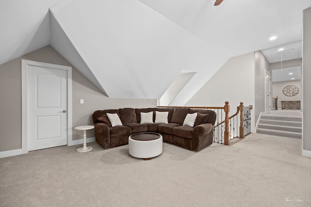 4103 Douglas Rd, Downers Grove, IL 60515 - carpeted living room featuring lofted ceiling, attic access, and recessed lighting