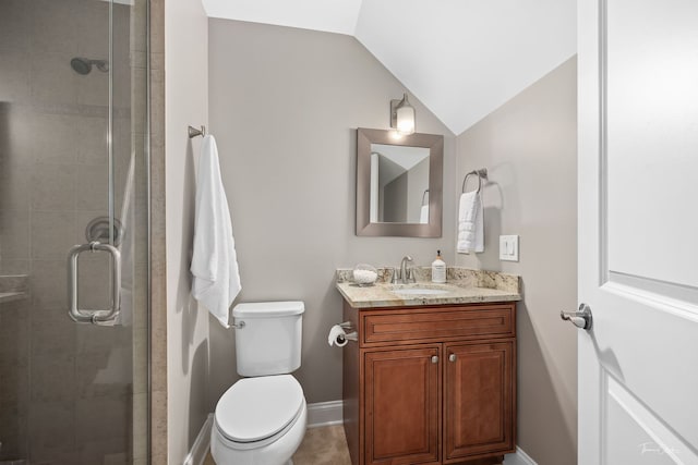 4103 Douglas Rd, Downers Grove, IL 60515 - full bath with vanity, a stall shower, and lofted ceiling