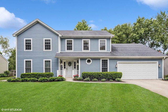 2139 Riverlea Cir, Naperville, IL 60565 - view of front facade featuring a garage, a front lawn, and driveway