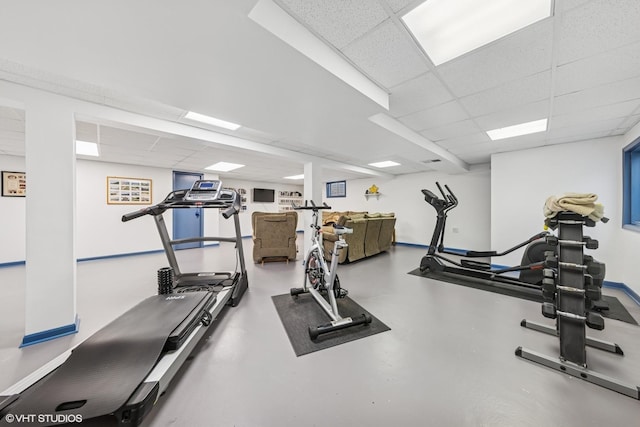 2139 Riverlea Cir, Naperville, IL 60565 - workout area featuring a paneled ceiling and baseboards