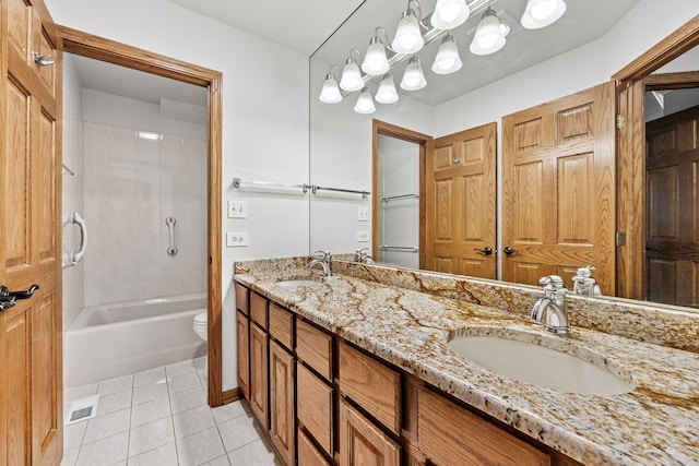 2734 Alyssa Dr, Naperville, IL 60565 - bathroom featuring tile patterned flooring, double vanity, and shower / washtub combination