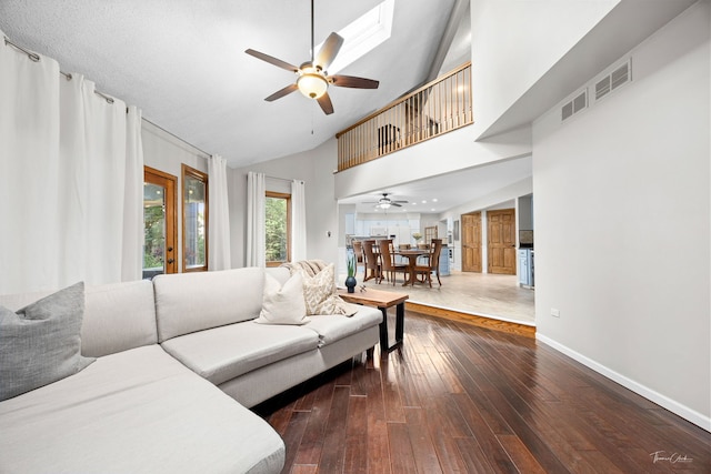 2734 Alyssa Dr, Naperville, IL 60565 - living room with a ceiling fan, wood-type flooring, and high vaulted ceiling