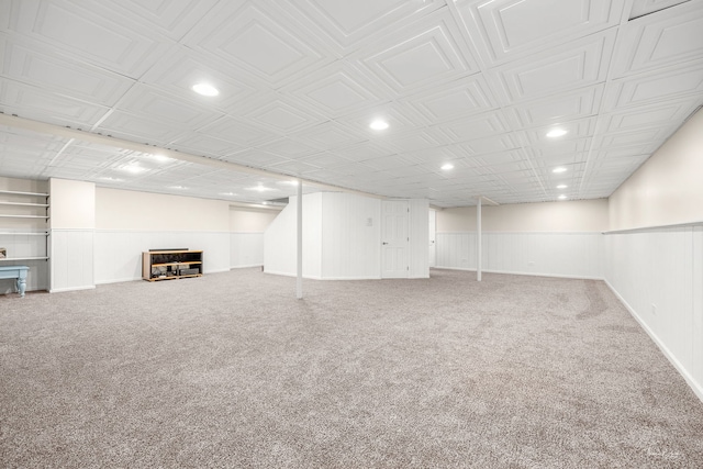 2734 Alyssa Dr, Naperville, IL 60565 - finished basement with recessed lighting, carpet floors, and wainscoting