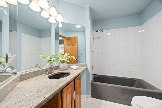 2734 Alyssa Dr, Naperville, IL 60565 - full bathroom featuring tiled shower / bath, vanity, and tile patterned floors