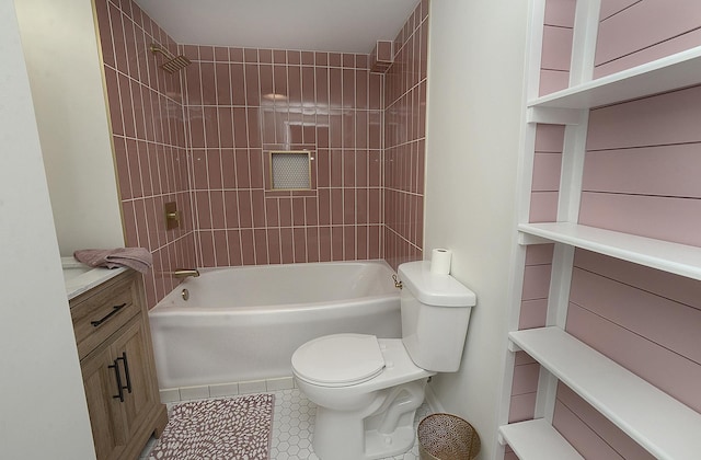 731 Marcy St, Ottawa, IL 61350 - bathroom featuring toilet, vanity, tile patterned flooring, and shower / bath combination