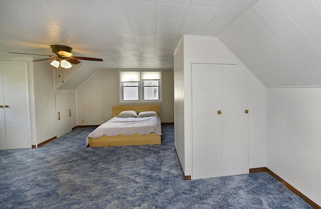 731 Marcy St, Ottawa, IL 61350 - bedroom with carpet floors, vaulted ceiling, and a ceiling fan