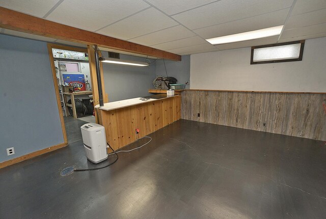 731 Marcy St, Ottawa, IL 61350 - bar featuring a drop ceiling, wooden walls, and plenty of natural light