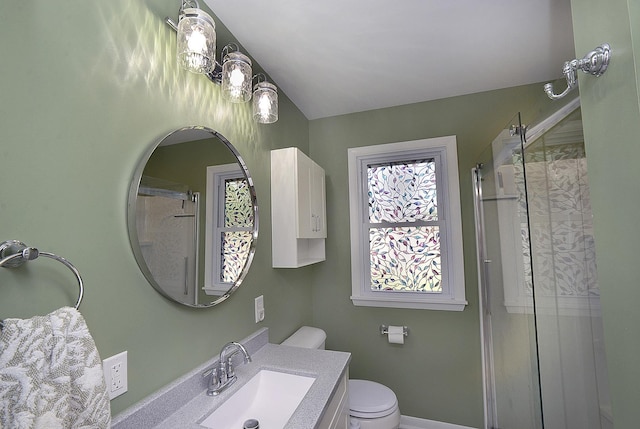 731 Marcy St, Ottawa, IL 61350 - bathroom with a shower with shower door, vanity, toilet, and baseboards