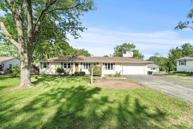 116 Roberts Rd, New Lenox, IL 60451 - ranch-style house with asphalt driveway, a garage, and a front lawn