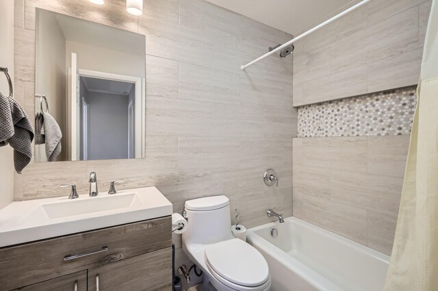 1360 Gentry Rd, Hoffman Estates, IL 60169 - bathroom with shower / bath combo with shower curtain, vanity, and toilet