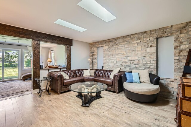 1360 Gentry Rd, Hoffman Estates, IL 60169 - living area with hardwood / wood-style flooring and a skylight