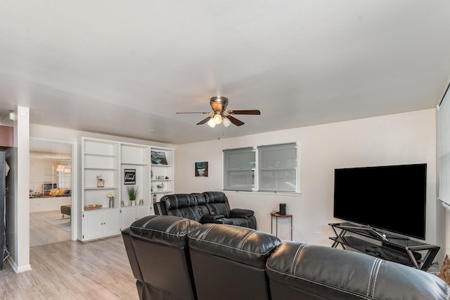 19011 John Ave, Country Club Hills, IL 60478 - living room featuring a ceiling fan and light wood-style floors