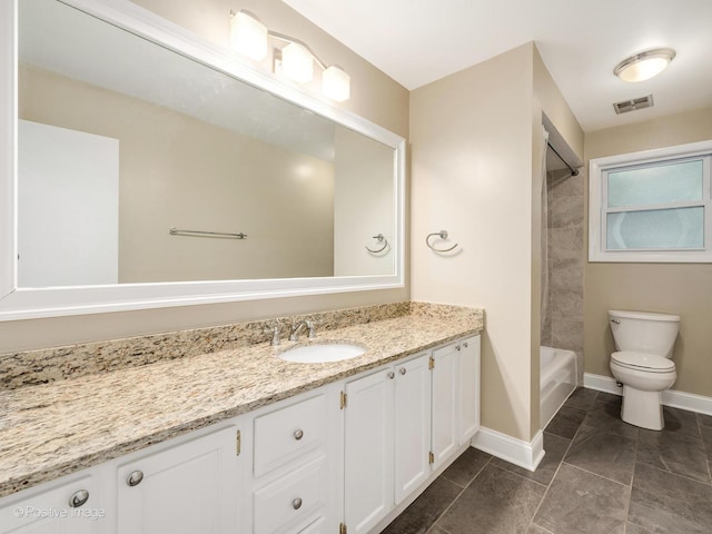 3843 Lizette Ln, Glenview, IL 60026 - bathroom featuring vanity, baseboards, toilet, and shower / washtub combination