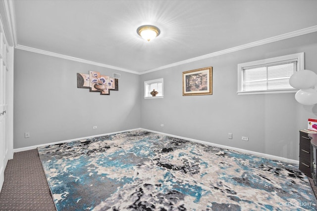 440 Cranesbill Dr, West Chicago, IL 60185 - unfurnished bedroom featuring ornamental molding, carpet floors, and baseboards