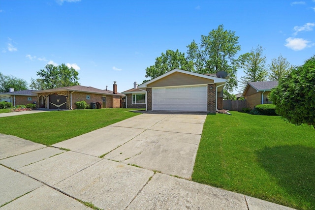 4113 176th Pl, Country Club Hills, IL 60478 - ranch-style house with brick siding, a front yard, and driveway
