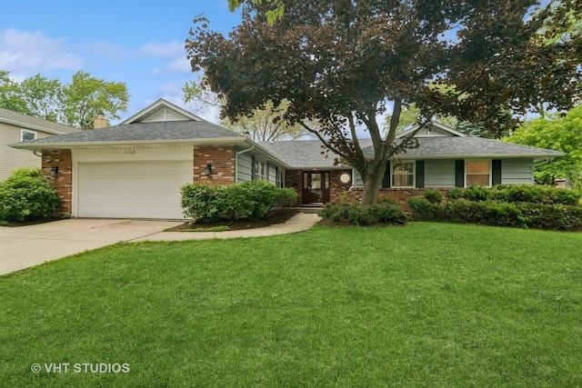 1116 W Mallard Dr, Palatine, IL 60067 - single story home with brick siding, a front yard, an attached garage, and driveway