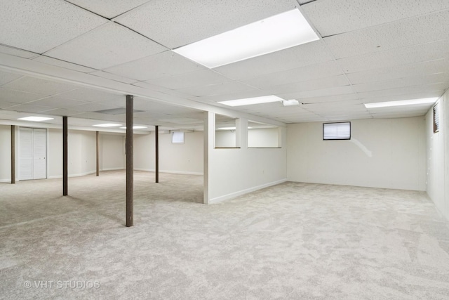 1116 W Mallard Dr, Palatine, IL 60067 - basement with carpet floors and a drop ceiling