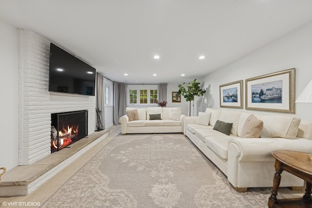 5104 Johnson Ave, Western Springs, IL 60558 - living room featuring a fireplace and recessed lighting