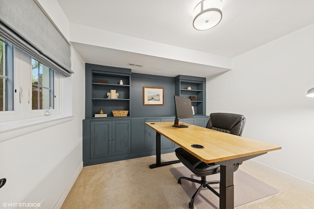 5104 Johnson Ave, Western Springs, IL 60558 - office featuring light colored carpet, baseboards, and built in shelves