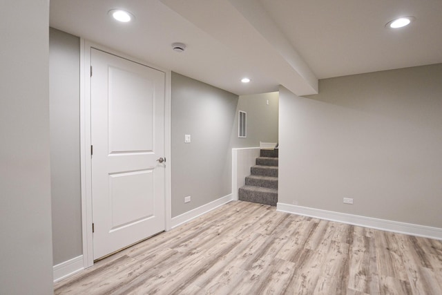 8040 S Lafayette Ave, Chicago, IL 60620 - finished basement featuring light wood-style floors, baseboards, recessed lighting, and stairway