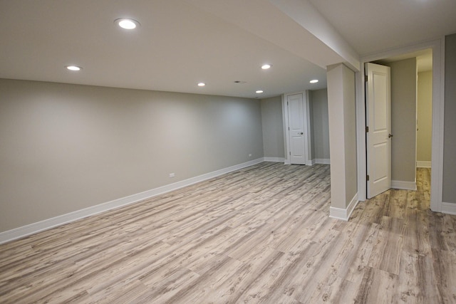 8040 S Lafayette Ave, Chicago, IL 60620 - finished basement featuring light wood-style flooring, baseboards, and recessed lighting