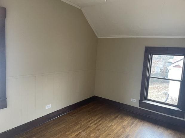 622 Clark St, Marseilles, IL 61341 - additional living space featuring dark wood finished floors and vaulted ceiling