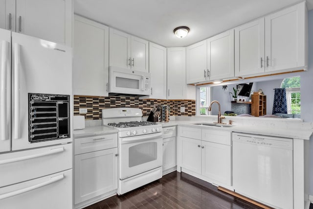 1911 Ozark Pkwy, Algonquin, IL 60102 - kitchen with white appliances, a sink, dark wood-style flooring, and plenty of natural light