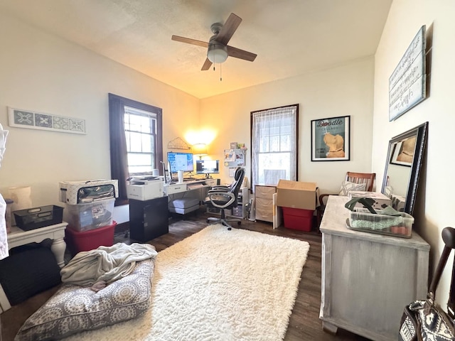 1118 W 4th St, Dixon, IL 61021 - office area featuring dark wood finished floors and a ceiling fan