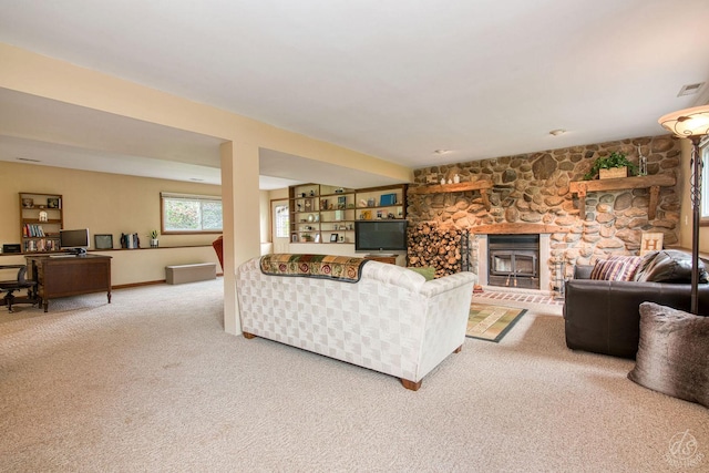 28671 Moose Range Rd, Sycamore, IL 60178 - living room with carpet floors and an office area