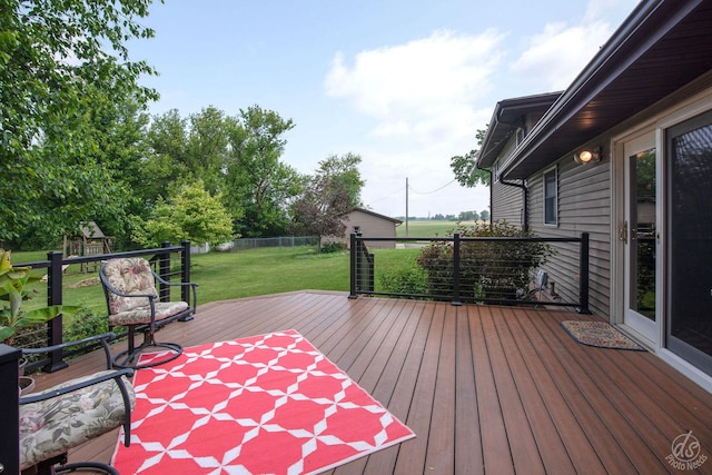 28671 Moose Range Rd, Sycamore, IL 60178 - wooden terrace featuring a playground