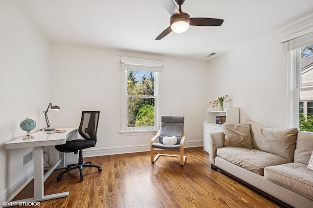548 Cherry St, Winnetka, IL 60093 - office space with wood finished floors, ceiling fan, and baseboards