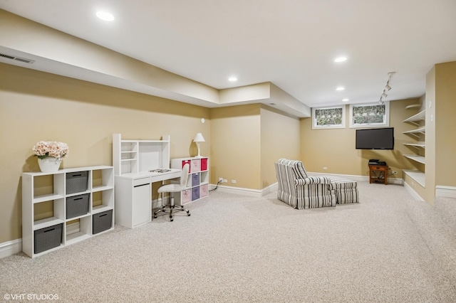 548 Cherry St, Winnetka, IL 60093 - carpeted home office with baseboards and recessed lighting